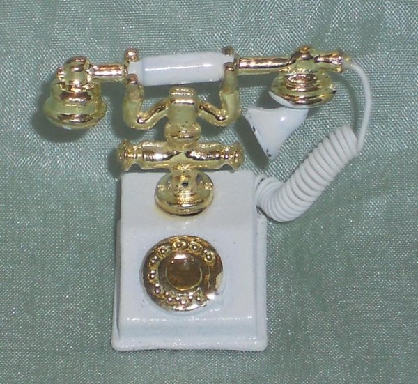 Nostalgie Telefon, weiß-gold