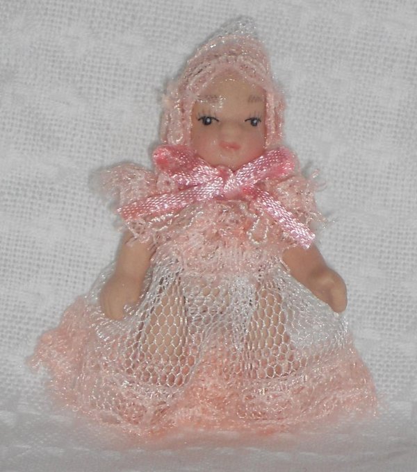 Puppe / Biegepuppe: Baby - Britta mit rosa Kleid