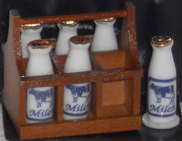 Milchflaschenhalter mit 6x Milchflaschen